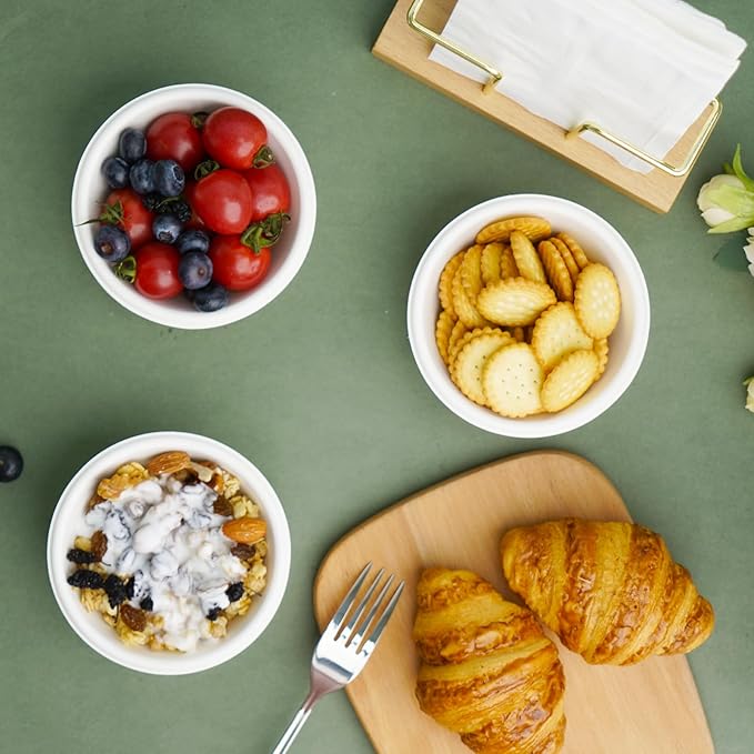 200 Count 8 oz Paper Bowls, Disposable Compostable Bowls, Heavy Duty Biodegradable Sugarcane Bagasse Bowl for Snacks, Fruits, Desserts, Natural