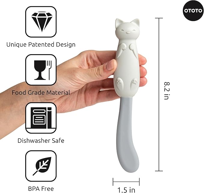 OTOTO Jar Scraper Spatula - Silicone Scraper, Cute Kitchen Accessories, Unique Fun Cooking Kitchen Gadgets for Foodies - BPA-free & 100% Food Safe (Mary Cat)