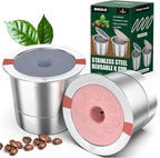 Kcup refillable coffee pod : Reusable Stainless Steel K Cups for Keurig Metal K Cup - Pink & Gray Reusable Coffee Filter for Keurig 1.0 & 2.0 Coffee Maker - Eco-Friendly, Stratum Flow Tech