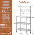 Leteuke Bakers Rack for Kitchen with Storage, NSF Certified 4-Tier Adjustable Coffee Bar with Wheels 10 S-Hooks Microwave Stand Kitchen Storage Shelf Metal Storage Rack 30 x 14 x 59 Inches, Chrome