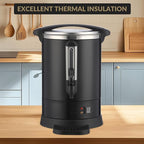 100 Cups Large Coffee Urn with Double Wall Insulation, 14L/3.8 Gallon Stainless Steel Commercial Electric Coffee Maker with Hot Drinks and Hot Water, for Weddings, Parties, Catering, and Buffets