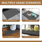 Large Stone Dish Drying Mat for Kitchen Counter, 24"×16" Quick Dry Collapsible Diatomaceous Earth Mat – Super Absorbent Foldable Drying Pad for Dishes (Dark Gray, 23.2" x 15.4")