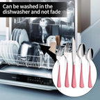 20-Pieces Pink Silverware Sets for 4,Pink Handle Stainless Steel Cutlery Set, Include Forks Spoons and Knives Set, Dishwasher Safe Utensil Sets for Home Restaurant