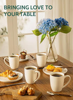 Sweese Porcelain Mugs - 12 Ounce for Coffee, Tea, Mocha and Mulled Drinks - Set of 6, White
