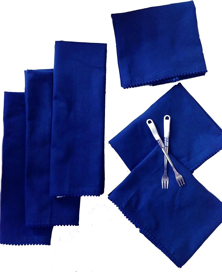 Kitchen Towels 100% Cotton Solid Kitchen Dish Cloths Hand Towel Reusuable Dish Towel for Cleaning & Drying Tea Towels Set with Hanging Loop - 18"x28" -Blue, Pack of 6