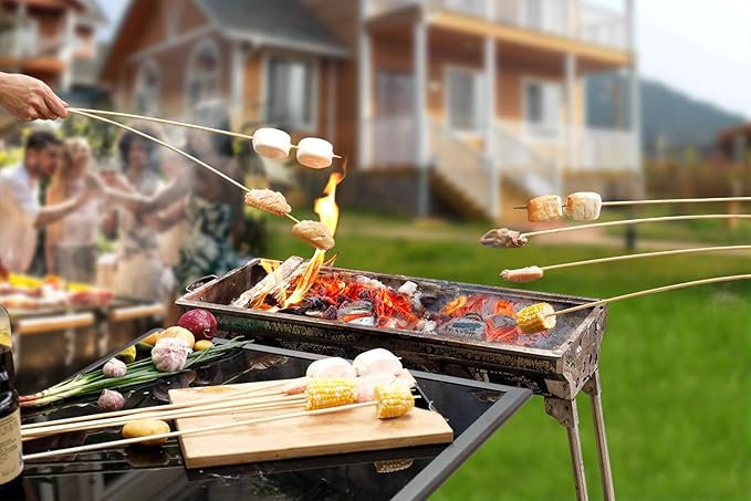 300 PCS Bamboo Marshmallow Roasting Sticks, SMores Skewers for Fire Pit, Extra Long 30 Inch Heavy Duty 5mm Thick Wooden SMores Sticks for Open Fire Pits Roaster Barbecue Hot Dog Camping Kebab Sausage