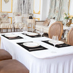 Linen Placemats Set of 8, Machine Washable, Heat Resistant, Wrinkle Free, Thick Polyester Kitchen Place Mats for Dining Table (Black)