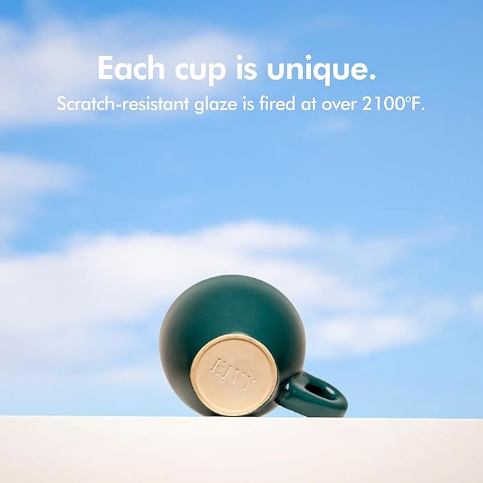 KIVY Cappuccino cups set [4x 8oz] - Thick-walled stoneware cappuccino cup set for latte art - Cappuccino coffee cups - Tazas de cafe - Latte cups - Ceramic latte art cup and saucer set of 4 - Grey