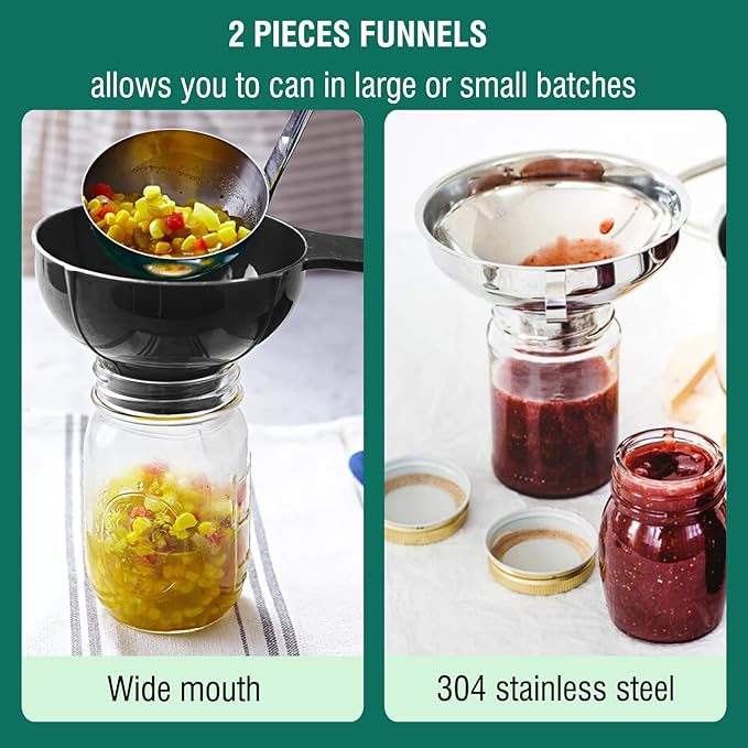 Canning Supplies Starter Kit - Water Bath Canning Pot with Rack,Stainless Steel Canner Kit Set Tools: 2pcs Funnels,3 in 1 Lid Lifter,Ladle,Tongs,Silicon Gloves & Accessories Equipment for Beginner