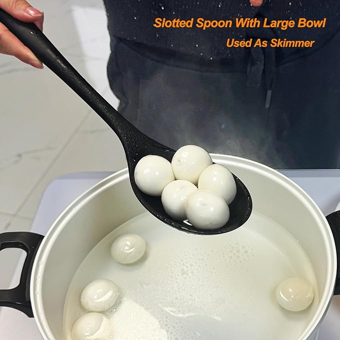 Silicone Cooking Utensils Set, Heat Resistant and large Non Stick Spatulas & Spoons for Kitchen, Ideal BPA Free Kitchen Turners for Frying, Mixing,Serving,Draining,Turning