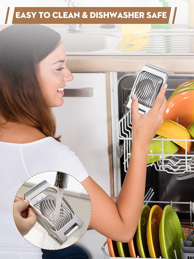 BIBURY Egg Slicer, Egg Cutter for Hard Boiled Eggs, Heavy Duty Aluminium Slicer for Egg Mushroom Strawberry Soft Fruit, Stainless Steel Wires, Dishwasher Safe & Easy to Clean