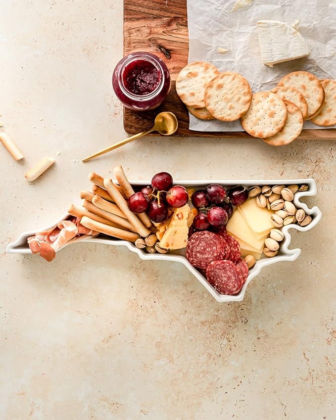 North Carolina Shaped Baking Dish Serving Platter or Decorative Tray Charming Porcelain Bakeware Oven Microwave and Dishwasher Safe