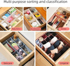 Adjustable Drawer Divider Kit – 8 Pack (White + Blue) – DIY Expandable Drawer Organizer for Dresser, Kitchen, Bathroom