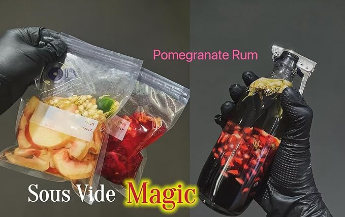 Sous Vide Bags 25pcs, BPA-Free Reusable Vacuum Seal Bags for Food/Freezing safe-25pcs Vacuum Food Storage Bags with Handheld vacuum sealer electric pump & Seal Clips & Air valves for Sous Vide Cooking