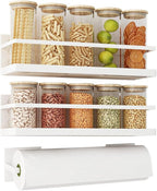 Magnetic Spice Rack for Refrigerator Magnetic Fridge Shelf for Kitchen Spice Organizer Magnetic Shelf for Fridge Space Saving White 2 Pack with Magnetic Paper Towel Holder