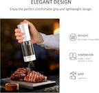 Electric Salt and Pepper Grinder Set with LED Power Display,Larger Capacity Salt and Pepper Shakers Set Rechargeable Electric with Flexible Coarsenes,LED Light,One Hand Operation for Kitchen(White)