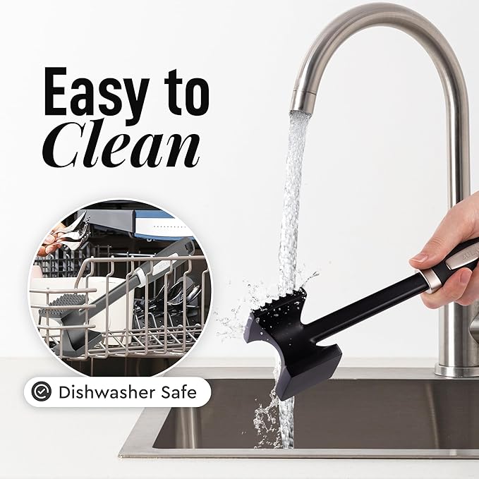 Zulay 10" Meat Tenderizer Hammer – Heavy-Duty Dual-Sided Mallet with Non-Slip Grip – Metal Meat Pounder for Tenderizing Beef, Chicken, Pork & More – Kitchen Tool for Cooking & BBQ - Black