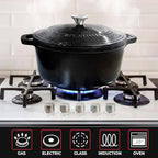 MÜELLERHOME 7.5 QT Enameled Cast Iron Dutch Oven, Heavy-Duty, Oven-Safe up to 500° F & Across All Cooktops, Casserole Dish and Braiser Pan with Lid and Stainless Knob, Black