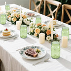 WELLIFE Mason Jars 32 oz - 6 Pack Green Large Mason Jars Wide Mouth,Glass Jar with Lid for Canning, Pickling, Food Storage, Fermenting, DIY Crafts & Decor, Reusable