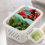 Upgraded Fresh Produce Vegetable Fruit Storage Containers，Large Fruit Containers for Fridge with Lid Vent Handle and Colander ，Keep Berry Fruit Vegetable Food Meat Fresh Longer (5)