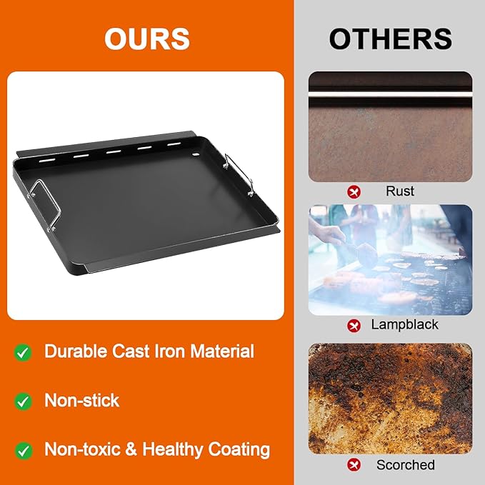 Full-Size Griddle Inserts for Nexgrill 5 Burner 720-0888 720-0888N 720-0882A 720-0882S Grill, Flat Top Griddle with Silicone Handles for Nexgrill Home Depot 4 Burner 720-0830H 720-0830X Grills