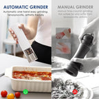 Vzaahu Electric Salt & Pepper Grinder Set Black & White Gorgeous Peppermill, Charging Indicator Light, Type-C Rechargeable, Long-lasting Battery-free, One-hand Operation, Home Cooking, Kitchen