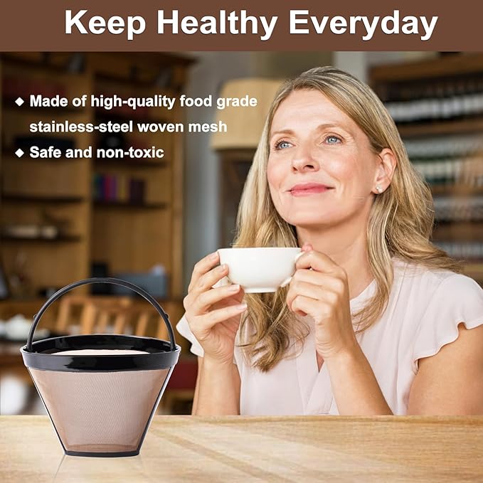 Generic Reusable Coffee Filter Replacement for Dual Brew Coffee Maker, 1PCS Cone Coffee Filters #4 & 2PCS K Cup Reusable Coffee Pods for CFP301 CFP201 CFP305 CFP400 CFP451 Accessories, black