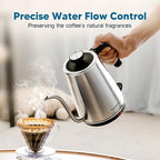 Nueve&Five Gooseneck Electric Kettle with Thermometer,Electric Tea Kettle 1L with Auto Shut-Off，1000W Hot Water Kettle of Stainless Steel,Pour Over Kettle for Coffee & Tea -Chrome