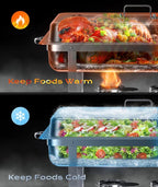 Chafing Dishes for Buffet 4 Pack, [Ultrasonic Mirror Polishing] Chafing Dish Buffet Set 9QT, [Rolled Edge Finger Protection] Buffet Servers and Warmers for Any Party, Wedding, Birthday and Hotel