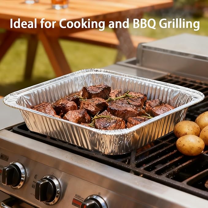 Aluminum Foil Pans 9x13 - Disposable Half Size Deep Steam Table Tin Foil Pans for Oven Baking Cake, Roasting Turkey, Food Prepping, Storing, Freezing, Chafing (40 Pack)