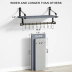 Love-KANKEI Wall Shelf for Storage Rustic Wood Kitchen Spice Rack with Towel Bar and 8 Removable Hooks for Organize Cooking Utensils or Mugs Floating Shelf Weathered Grey