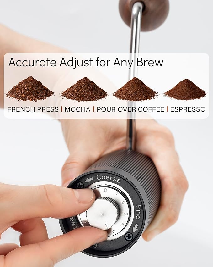 Manual Coffee Grinder, Photway Coffee Bean Grinder with CNC Stainless Steel Conical Burr and Adjustable Coarseness for French Press Coffee Office Traveling Camping Gift - Black Hand Coffee Grinder