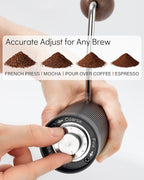 Manual Coffee Grinder, Photway Coffee Bean Grinder with CNC Stainless Steel Conical Burr and Adjustable Coarseness for French Press Coffee Office Traveling Camping Gift - Black Hand Coffee Grinder