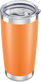 20 oz Tumbler with Lid Stainless Steel Double Wall Vacuum Insulated Tumblers Powder Coated Cups Travel Mug Keep Drinks Cold and Hot, Orange