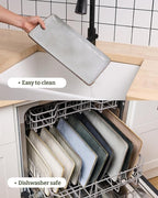 famiware Serving Platter, Rectangular 15.67/14.1/12.6inch Serving Dishes for Entertaining, Reactive Glaze, Stoneware Serving Trays for Party, Food, Turkey, Snack, Cheese, Ocean Series, Grey