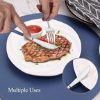 Mirror Silver Blue Silverware Set, 20-Piece Stainless Steel Flatware Set, Satin Finish tableware Cutlery Set, Service for 4, Home and Restaurant, Dishwasher Safe