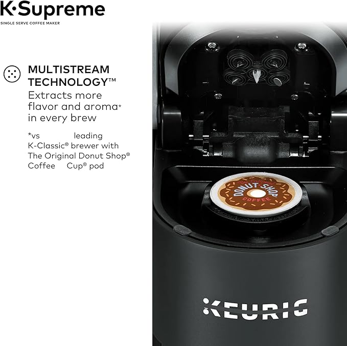 Keeurig KSupreme Single Serve KCup Pod Coffee Maker with MultiStream Technology, Strong Brew and Over Ice, 66 oz Dual‑Position Reservoir