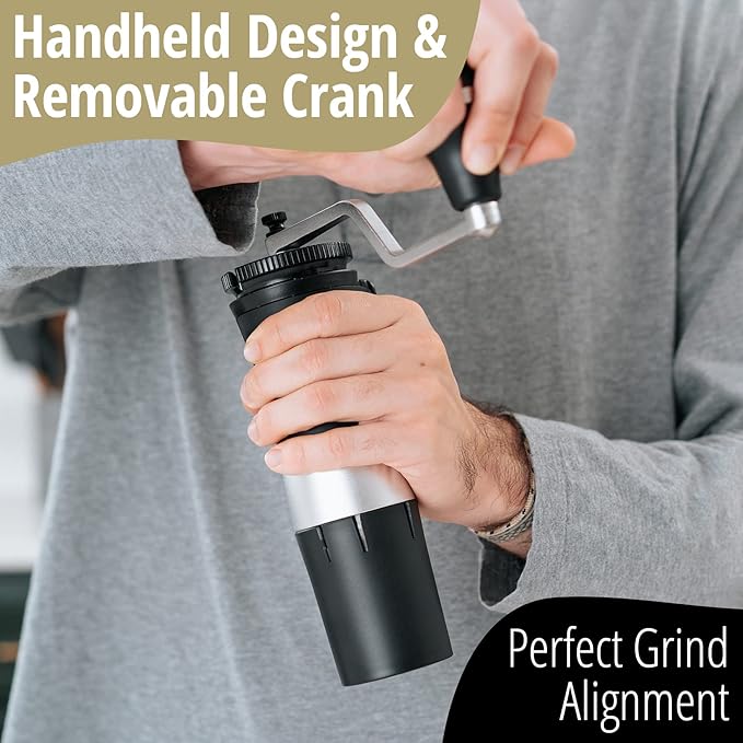 The Royal Coffee Grinder, by Flair Espresso: An all-manual hand burr grinder with hardened steel conical burrs for any coffee brewing method