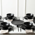 Stone Lain Rio 12-Piece Dinnerware Set Stoneware, Black