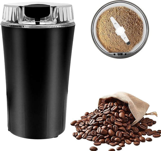Electric Spice Grinder and Coffee Grinder with One-Touch Pulse Control, 150W Power for Efficient Grinding of Spices, Coffee, and Kitchen Ingredients