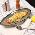 Ceramic Dinner Plates Set of 4, for Bread, Pasta, Salad, sushi - Microwave, Oven and Dishwasher Safe, Scratch Resistant durable Black reactive glaze