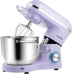Aucma Stand Mixer,6.5-QT 660W 6-Speed Tilt-Head Food Mixer, Kitchen Electric Mixer with Dough Hook, Wire Whip & Beater (6.5QT, Lavender)