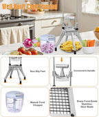 Commercial Vegetable Fruit Chopper 1/4″&3/8″ Blade Heavy Duty Professional Food Dicer Kattex French Fry Cutter Onion Slicer Stainless Steel for Tomato Peppers Potato Mushroom