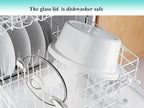 Oval 2.5Qt Glass Lid Replacement Compatible with Crockpot Slow Cooker SCCPCCM250-BT, SCCPCCM250-BF, with Sealing Ring and Buckles, White Handles