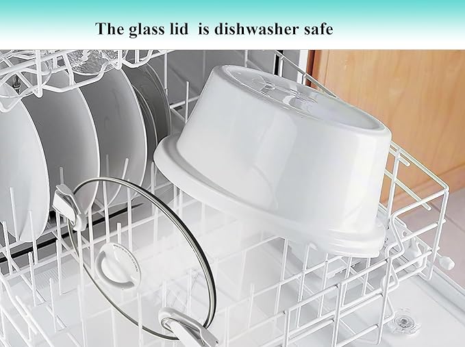 Oval 2.5Qt Glass Lid Replacement Compatible with Crockpot Slow Cooker SCCPCCM250-BT, SCCPCCM250-BF, with Sealing Ring and Buckles, White Handles