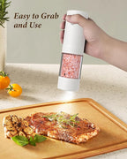 Electric Salt and Pepper Grinder Set - Automatic Refillable Salt and Pepper Grinders with Charging Base & LED Light, 6-Level Adjustable Coarseness with External Dial, Ideal Kitchen Gadget，Black& White