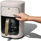 Beautiful by Drew Barrymore 14-Cup Programmable Drip Coffee Maker, Touch-Activated Display, Fast 14-Min Brew, Bold Strength, Keep Warm 4 H, Gold Filter (Porcini Taupe)