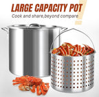 60QT Crawfish Boiler Kit, Waterproof Cover & 12-inch Skimmer, 110,000BTU Propane Burner Stove, 0-20PSIG Regulator, Aluminum Seafood Boil Pot, Crab Boil Pot with Basket