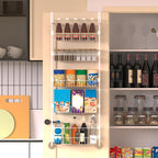 5-Tier Over The Door Pantry Organizers, Pantry Door Organizer and Storage with Adjustable Baskets,Heavy-Duty Metal Spice Rack,essential kitchen and home Shelves (white)