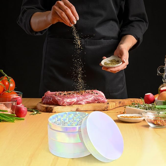 2.5 Inch Large Spice Grinder for Kitchen, White Rainbow